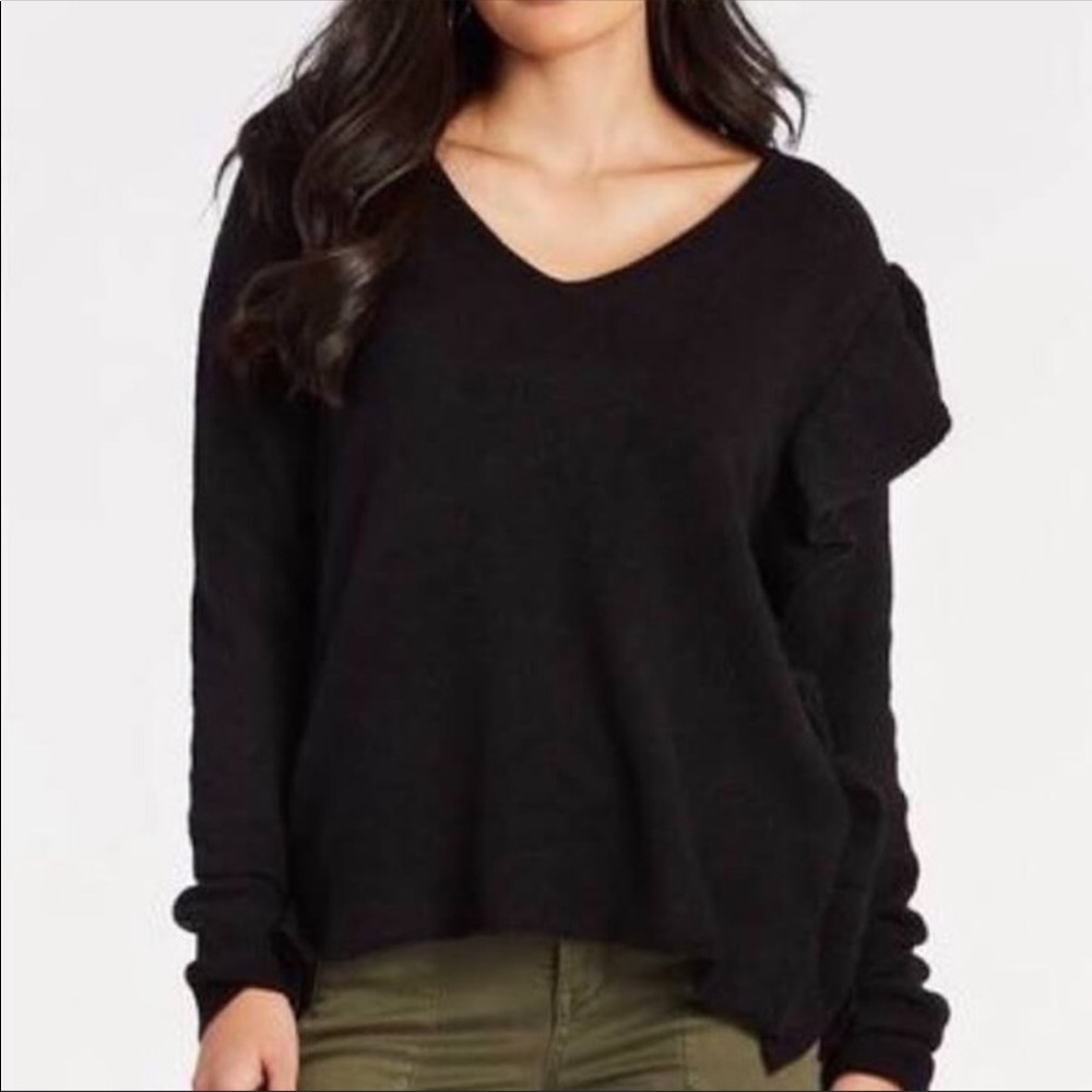 John + Jenn Side Ruffle Wool Blend Sweater